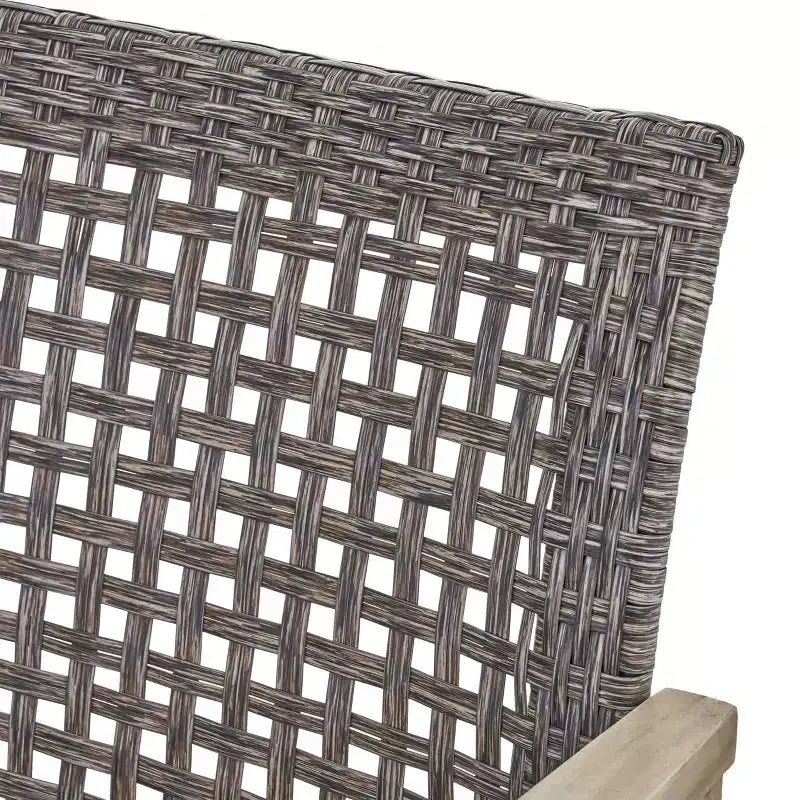GDFStudio Savannah Salotto da Esterno in Legno di Acacia e Wicker a 4 Posti con Braciere da 50.000 BTU