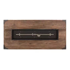 GDFStudio Savannah Salotto da Esterno in Legno di Acacia e Wicker a 4 Posti con Braciere da 50.000 BTU