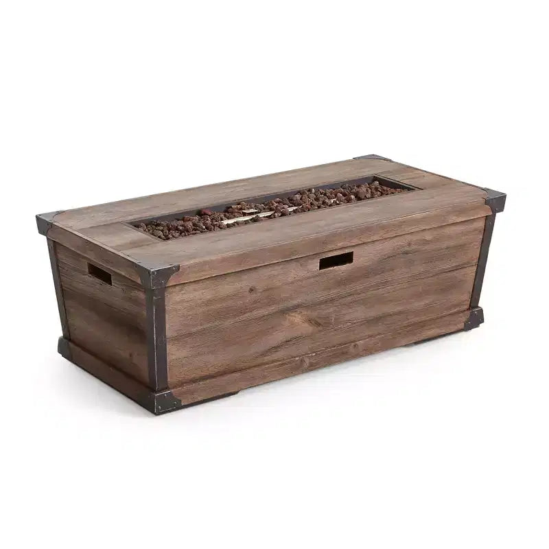 GDFStudio Savannah Salotto da Esterno in Legno di Acacia e Wicker a 4 Posti con Braciere da 50.000 BTU