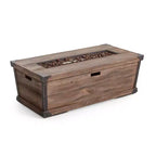 GDFStudio Savannah Salotto da Esterno in Legno di Acacia e Wicker a 4 Posti con Braciere da 50.000 BTU