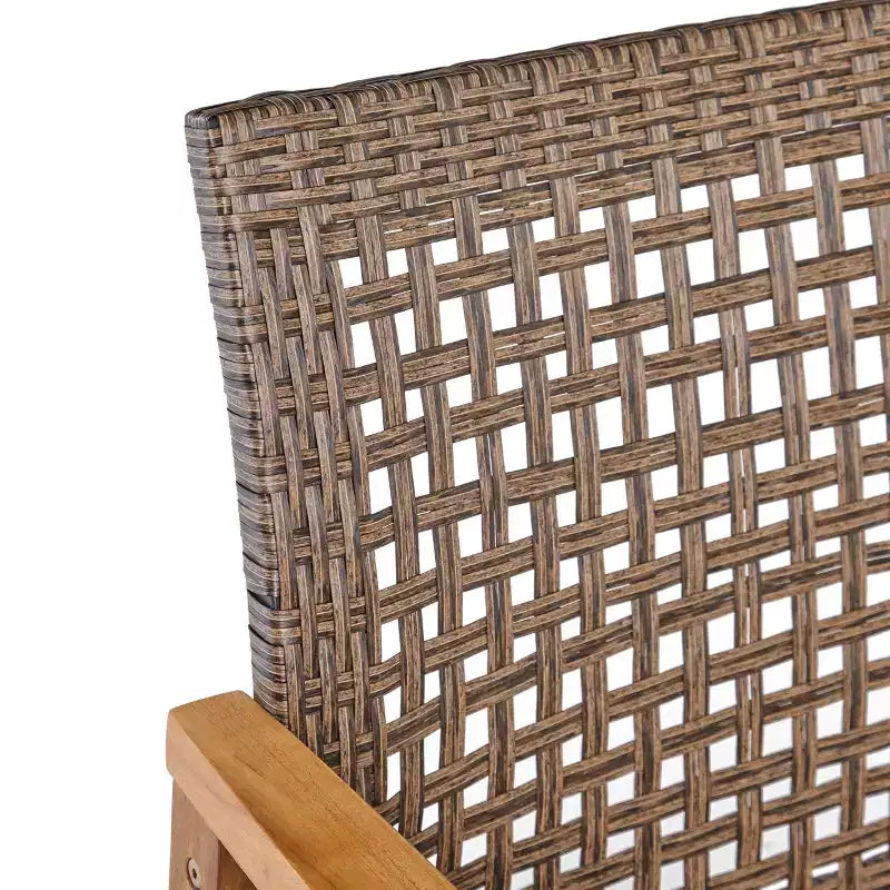 GDFStudio Savannah Salotto da Esterno in Legno di Acacia e Wicker a 4 Posti con Braciere da 50.000 BTU