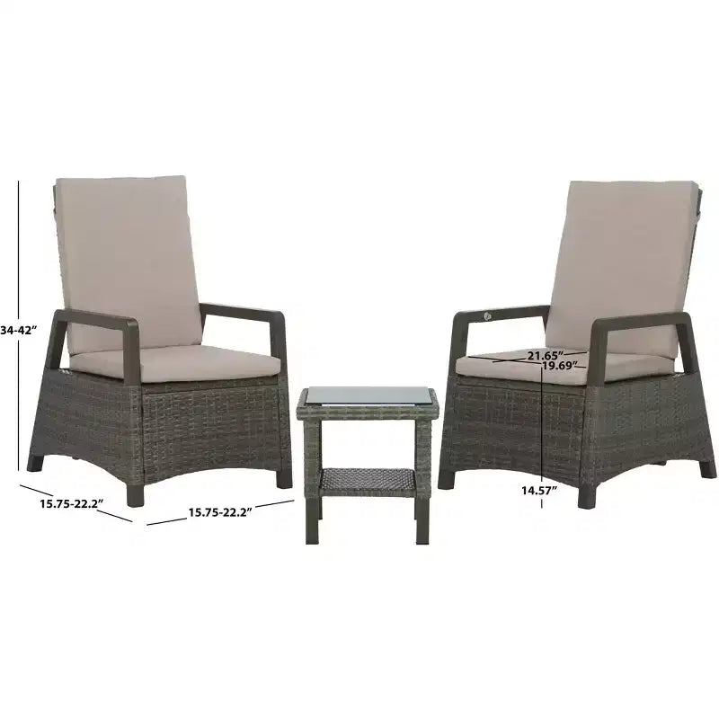 Set 3 Pezzi Poltrona Relax Herman - Interno/Esterno - PAT7540 - Safavieh