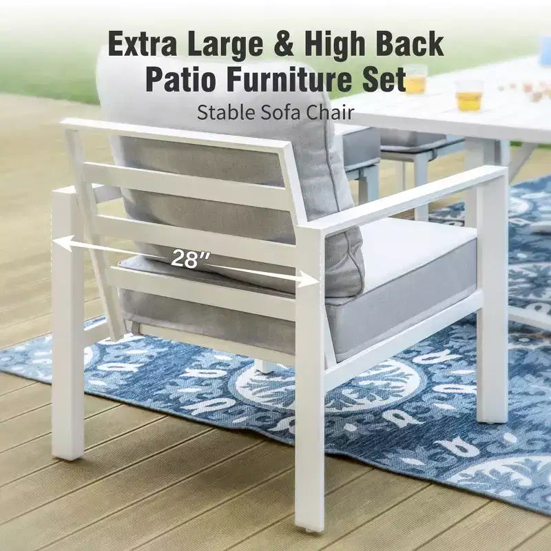 Set di 6 pezzi con braciere e pouf da esterno in alluminio Captiva Designs
