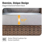 Captiva Designs Set da conversazione da esterno in vimini a 5 pezzi con pouf per patio, ponte e bordo piscina
