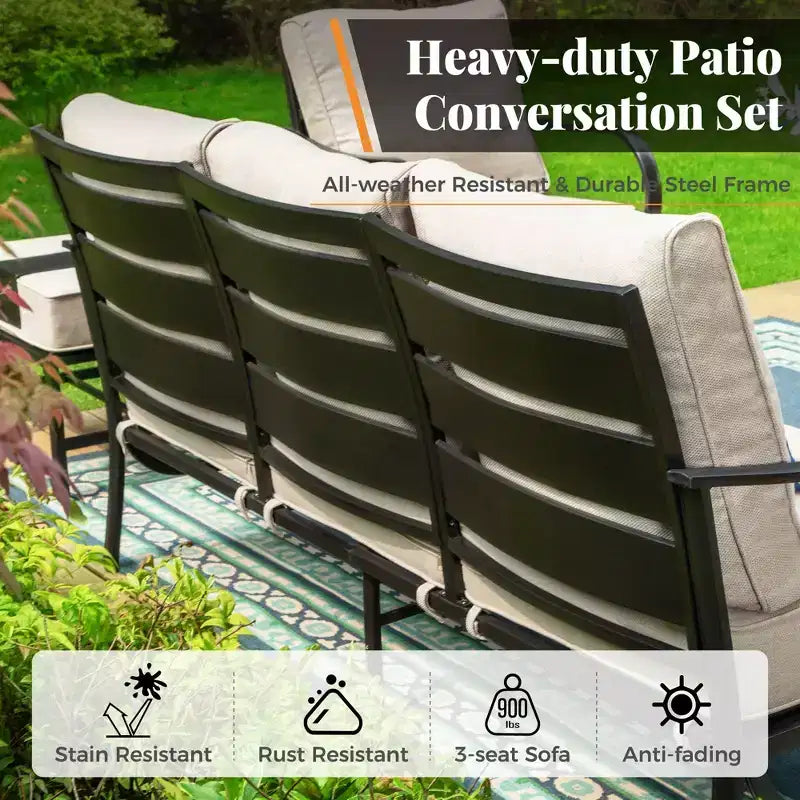 Captiva Designs Set da 4 Pezzi di Mobili da Giardino in Metallo per Esterni con Tavolino da Caffè per Patio, Portico e Giardino
