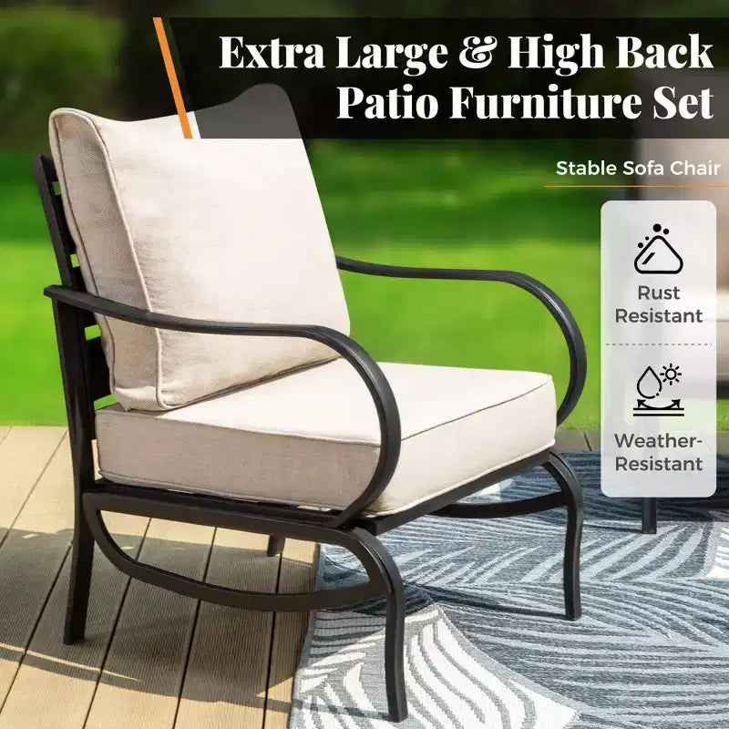 Captiva Designs Set da 4 Pezzi di Mobili da Giardino in Metallo per Esterni con Tavolino da Caffè per Patio, Portico e Giardino