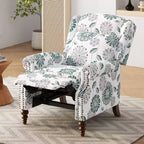 Poltrona reclinabile a spinta Barnn 29.75 imbottita con schienale ad ala classico, bianco/blu