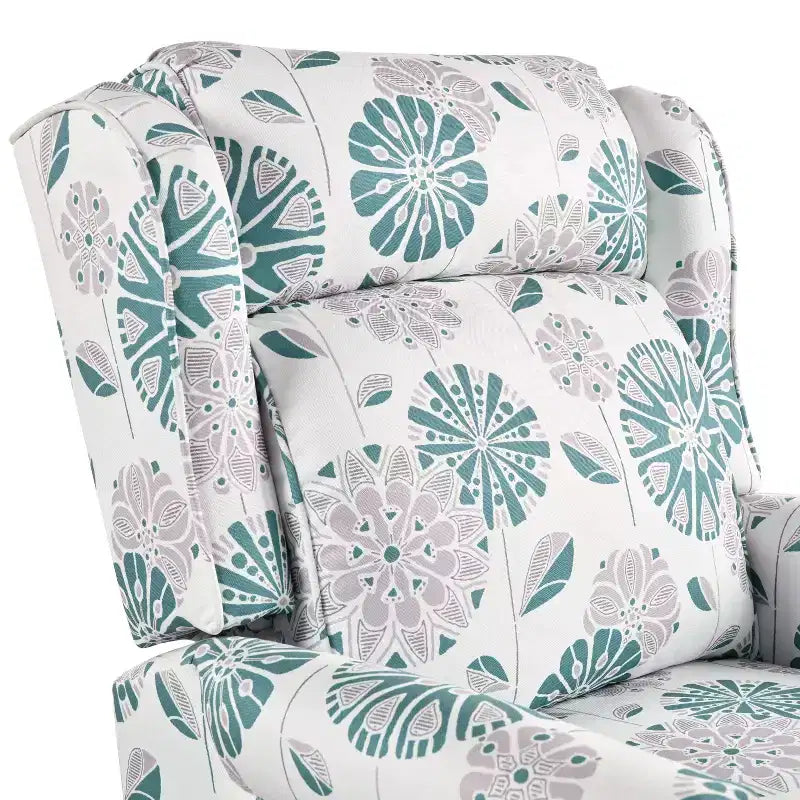 Poltrona reclinabile a spinta Barnn 29.75 imbottita con schienale ad ala classico, bianco/blu