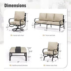 Captiva Designs Ensemble de conversation de 7 meubles de patio en métal avec chaises berçantes pour jardin, véranda, arrière-cour