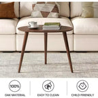 GDFStudio Beau Tavolino da Caffè Ovale Mid-Century Modern 25.59 W in Legno Massello di Quercia con Tre Gambe
