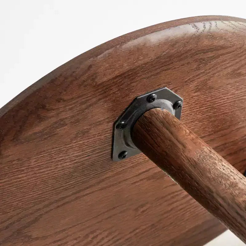 GDFStudio Beau Tavolino da Caffè Ovale Mid-Century Modern 25.59 W in Legno Massello di Quercia con Tre Gambe