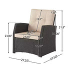 Christopher Knight Home Malvern Set Soggiorno da Esterno 5 Pezzi con Poltrone e Braciere in Vimini con Cuscini