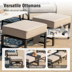 Captiva Designs Set da 6 pezzi da conversazione per esterni in metallo con sedie a dondolo con schienale a griglia, poggiapiedi e tavolino da caffè