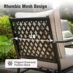 Captiva Designs Set da conversazione da esterno in metallo da 7 pezzi con sedie a dondolo con schienale a griglia, poggiapiedi per giardino, bordo piscina, cortile