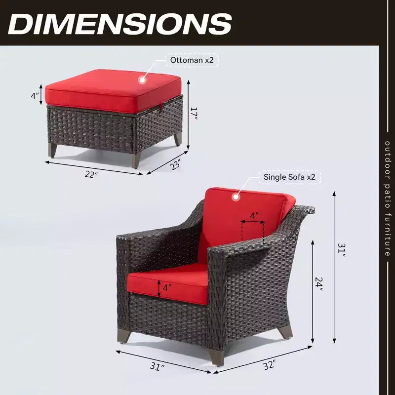 Sedia da patio UPTIOT con cuscini e poggiapiedi