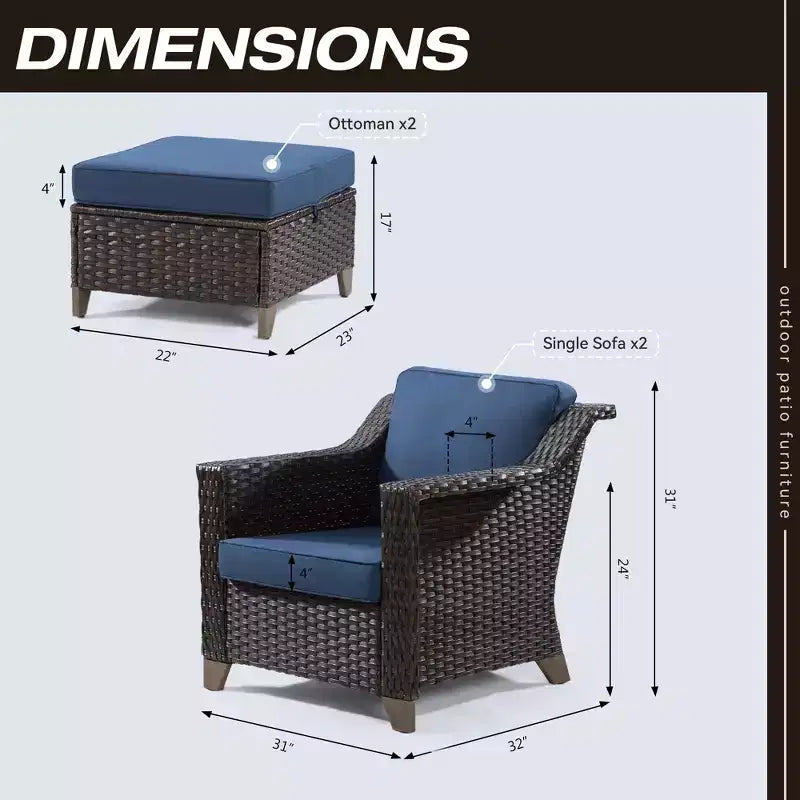 Sedia da patio UPTIOT con cuscini e poggiapiedi