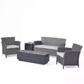 Christopher Knight Home Khaden Outdoor Wicker 4 Seater Chat Set with Fire Pit