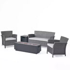 Christopher Knight Home Khaden Outdoor Wicker 4 Seater Chat Set with Fire Pit
