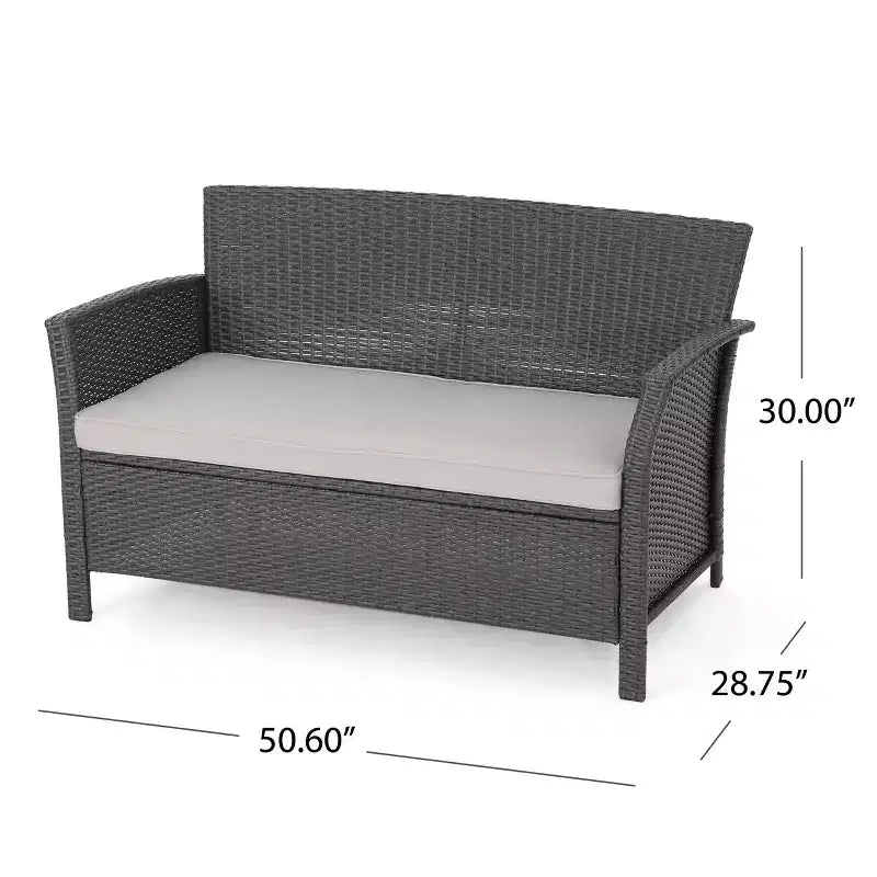 Christopher Knight Home Khaden Set salotto da esterno a 4 posti in vimini con braciere