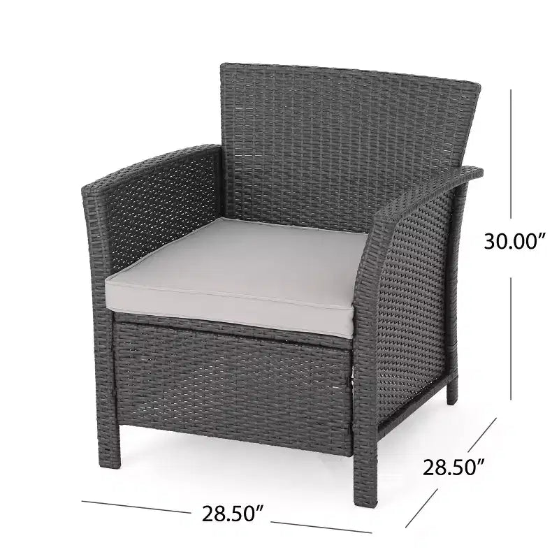 Christopher Knight Home Khaden Set salotto da esterno a 4 posti in vimini con braciere