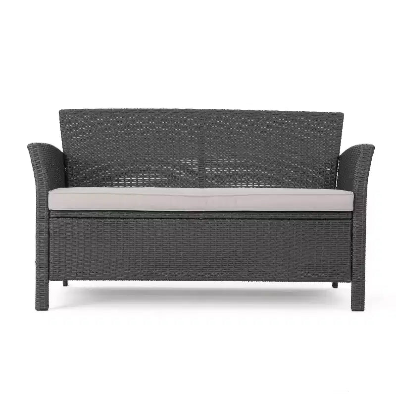 Christopher Knight Home Khaden Set salotto da esterno a 4 posti in vimini con braciere