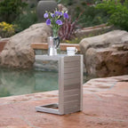 MAYEERTY End Table Fashionable Modern Aluminium Side Table with Storage Silver