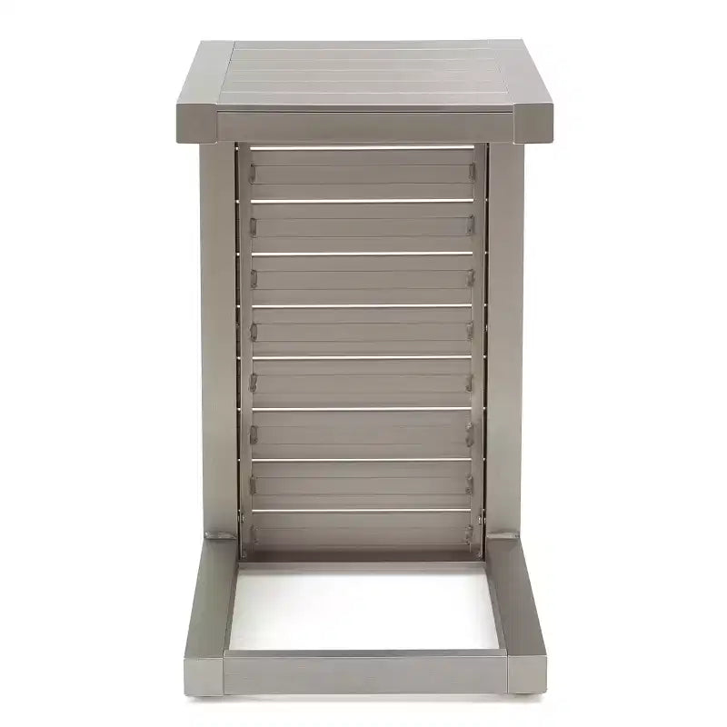 MAYEERTY Tavolino finale moderno ed elegante in alluminio con ripiano, colore argento