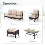 Captiva Designs Salon de jardin 6 pièces extra large en métal et rotin avec fauteuils à bascule et poufs