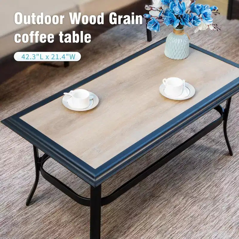 Captiva Designs Set da conversazione da esterno in metallo e rattan extra large da 5 pezzi con sedie a dondolo e divanetto