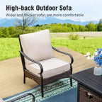 Captiva Designs Set da 4 Pezzi con Focolare da Esterno Extra Large in Metallo e Rattan e Poltrone Singole