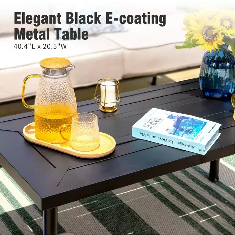 Captiva Designs Set da conversazione da esterno 4 pezzi in metallo extra large con sedie a dondolo e tavolino da caffè