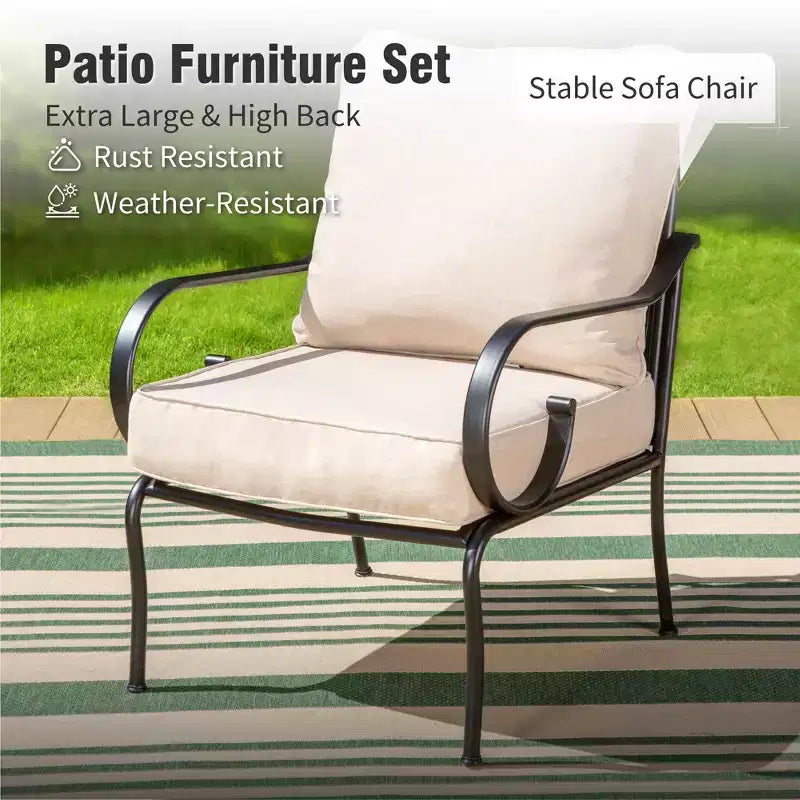 Captiva Designs Set da 4 Pezzi Extra Grande in Metallo per Esterni con Braciere e Sedie con Schienale Decorato