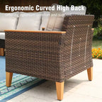 Captiva Designs Ensemble de conversation d'extérieur 12 pièces en rotin et osier avec pouf rembourré
