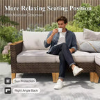 Captiva Designs Set Divano Sezionale da Esterno in Rattan Intrecciato da 10 Pezzi con Tavolo Focolare e Pouf Imbottito