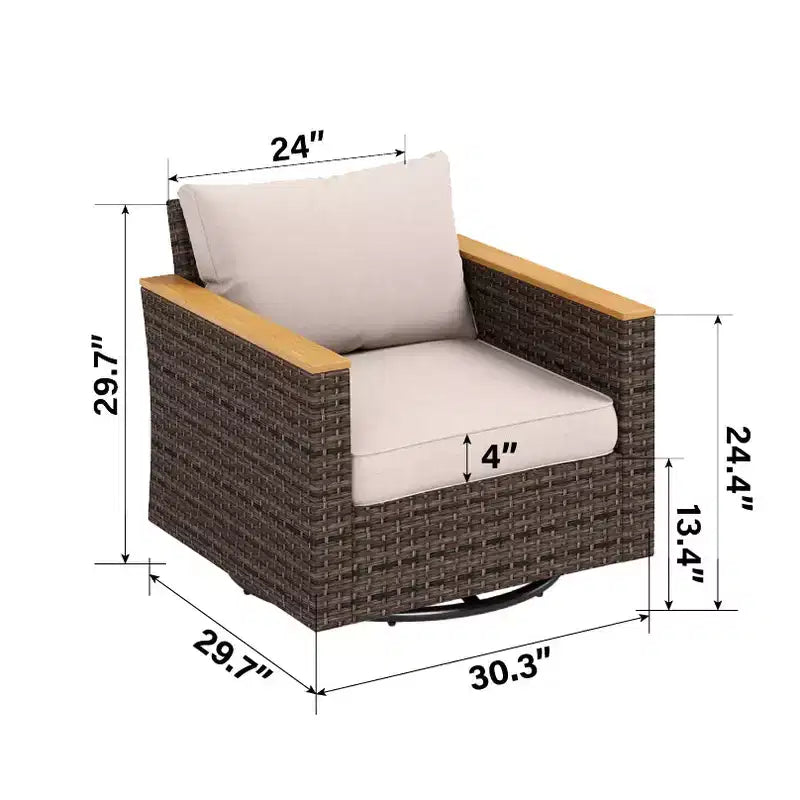 Captiva Designs Set Divano Sezionale da Esterno in Rattan Intrecciato da 10 Pezzi con Tavolo Focolare e Pouf Imbottito