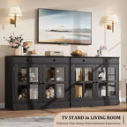 35.4 Armoires de buffet avec rangement, buffet de cuisine avec porte vitrée, buffet moderne avec tiroir, armoire de buffet blanche