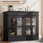35.4 Armoires de buffet avec rangement, buffet de cuisine avec porte vitrée, buffet moderne avec tiroir, armoire de buffet blanche