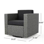 Ensemble de 5 pièces GDFStudio Venice en osier pour extérieur avec fauteuils pivotants et foyer
