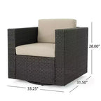 Ensemble de 5 pièces GDFStudio Venice en osier pour extérieur avec fauteuils pivotants et foyer