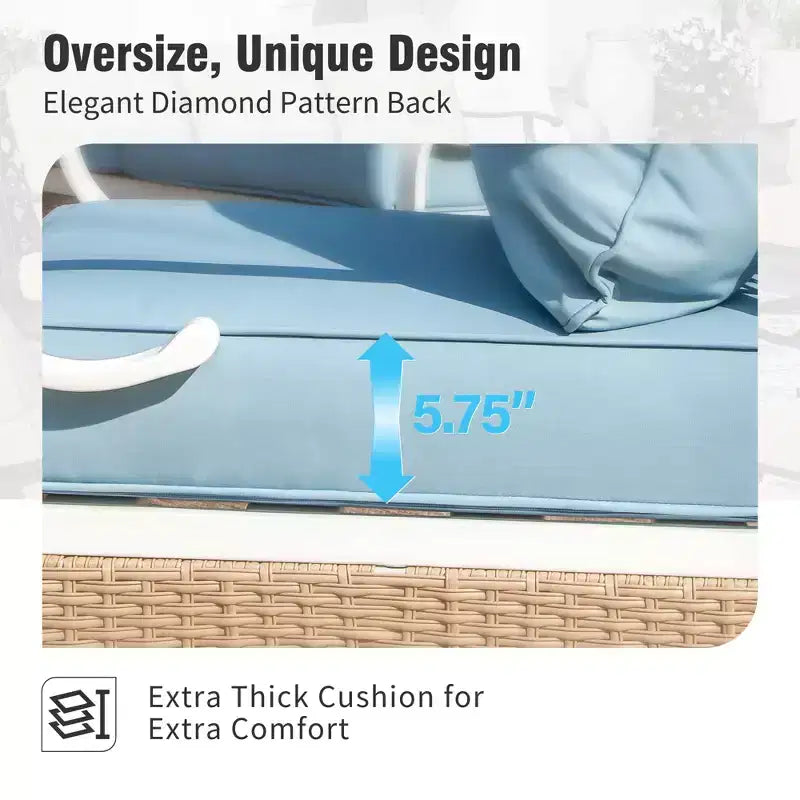 Captiva Designs Set da conversazione da esterno 5 pezzi extra large in metallo e rattan con poltrone girevoli a griglia e divanetto