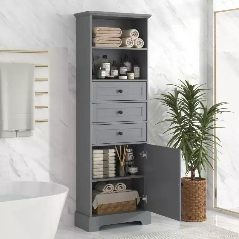 Armadietto verticale con cassetti e ripiani regolabili per bagno, studio, ufficio e interni