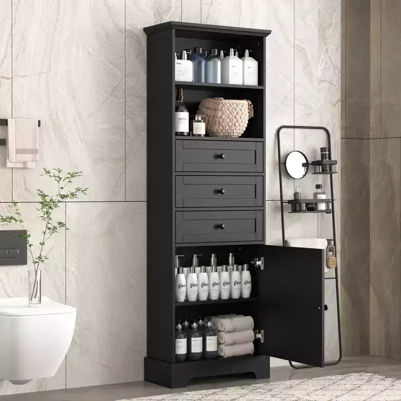 Armadietto verticale con cassetti e ripiani regolabili per bagno, studio, ufficio e interni