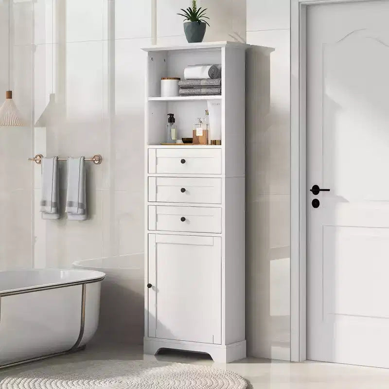 Armadietto verticale con cassetti e ripiani regolabili per bagno, studio, ufficio e interni