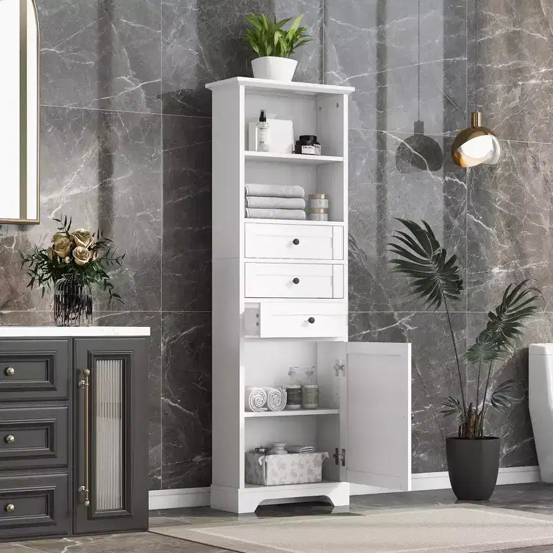 Armadietto verticale con cassetti e ripiani regolabili per bagno, studio, ufficio e interni