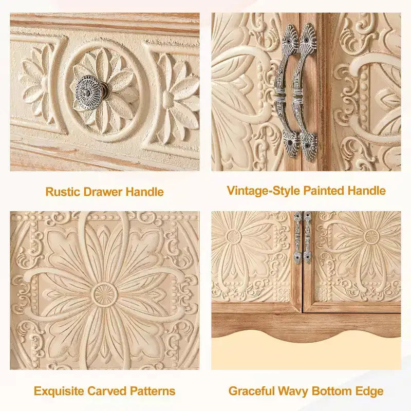 Credenza con cassetti e ante Heynemo, mobile da cucina, credenza a buffet, organizer in legno