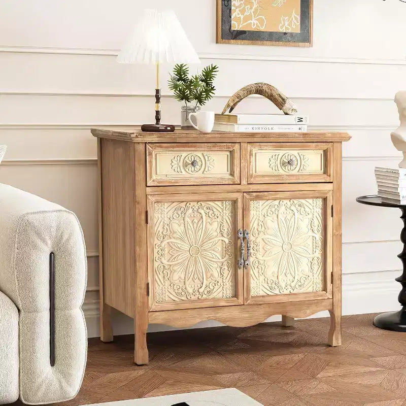 Credenza con cassetti e ante Heynemo, mobile da cucina, credenza a buffet, organizer in legno