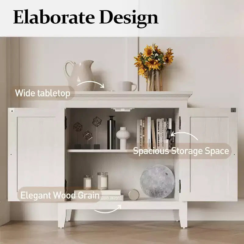 Mobile contenitore Heynemo, mobile credenza da cucina con ante in rattan, mobile buffet di design con ripiani regolabili