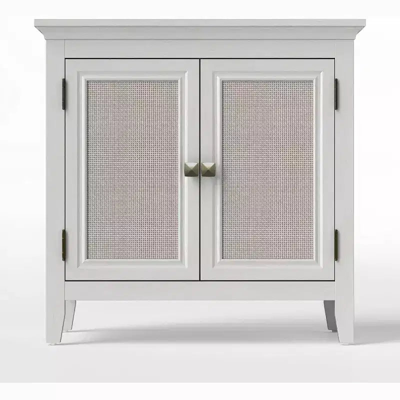 Mobile contenitore Heynemo, mobile credenza da cucina con ante in rattan, mobile buffet di design con ripiani regolabili