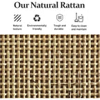 Mobile contenitore Heynemo, mobile credenza da cucina con ante in rattan, mobile buffet di design con ripiani regolabili