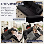 Poltrona Chaise Longue Oversize da Interno, Divano Moderno Rivestito in Velluto a Coste da 85 W con 2 Pouf Rimovibili, Comoda Poltrona Divano Pigro